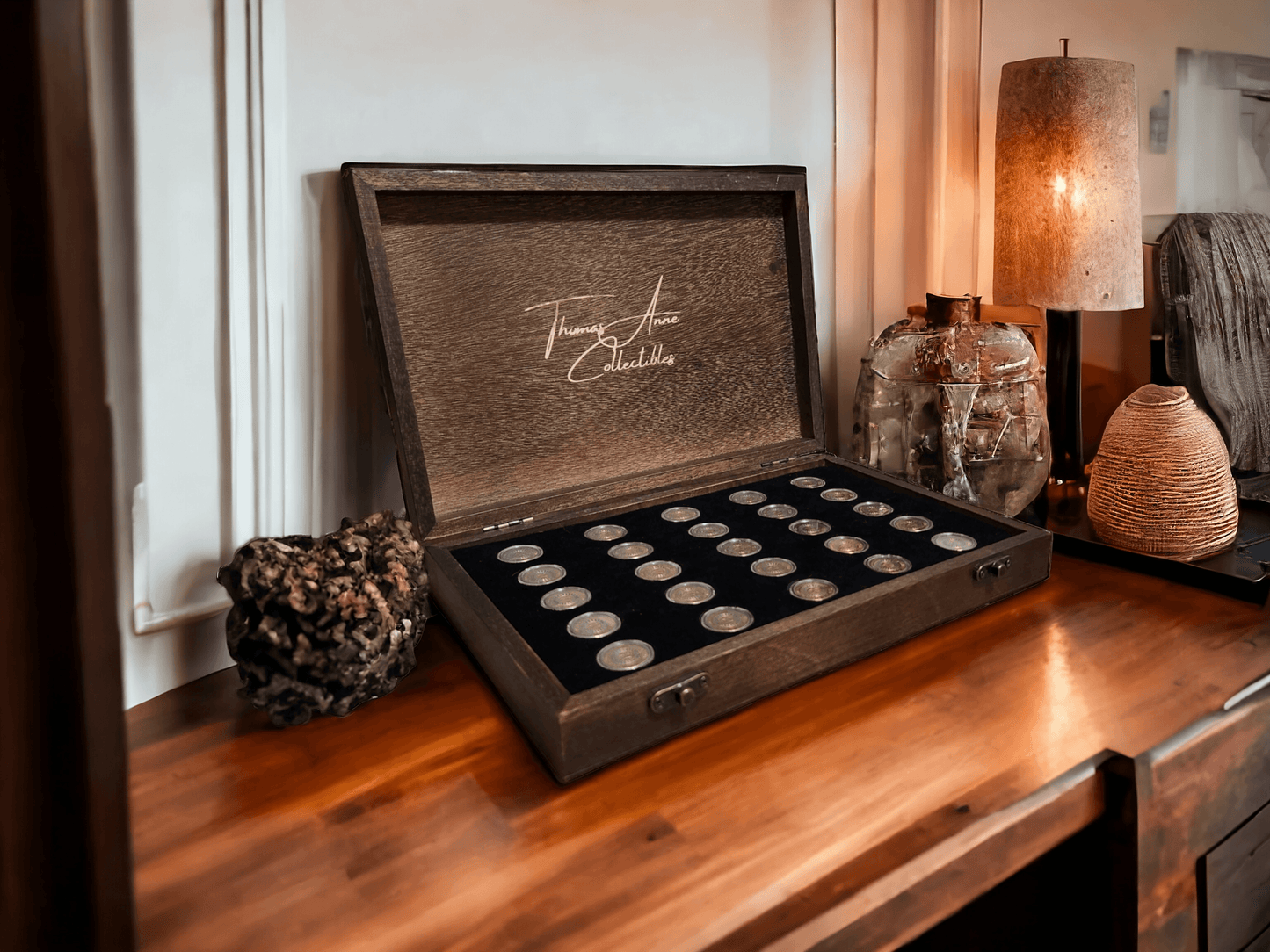 Artisan-Crafted Mahogany $2 Display Case - Thomas Anne Collectibles
