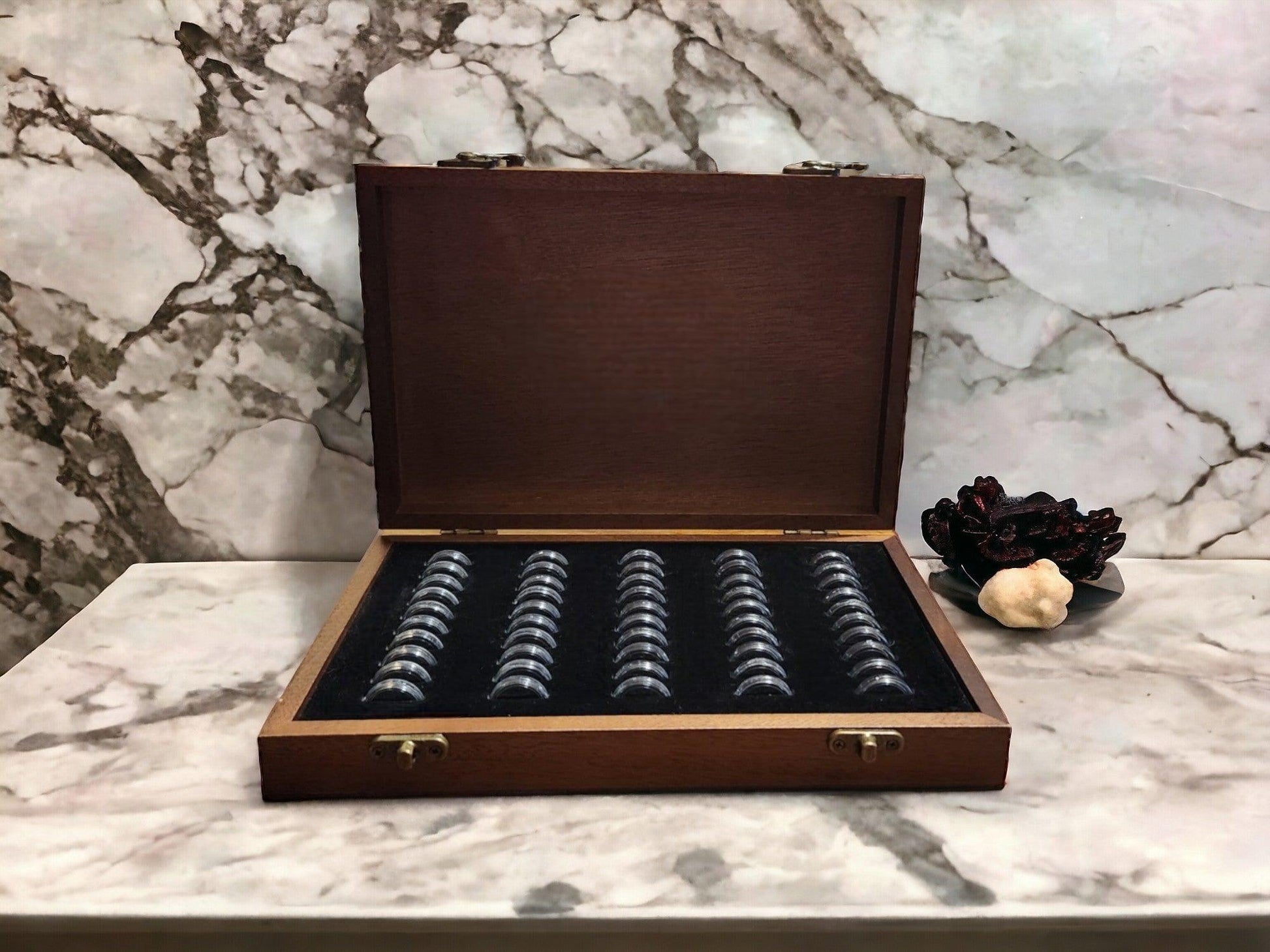 Artisan-Crafted Mahogany $2 Storage Case - Thomas Anne Collectibles