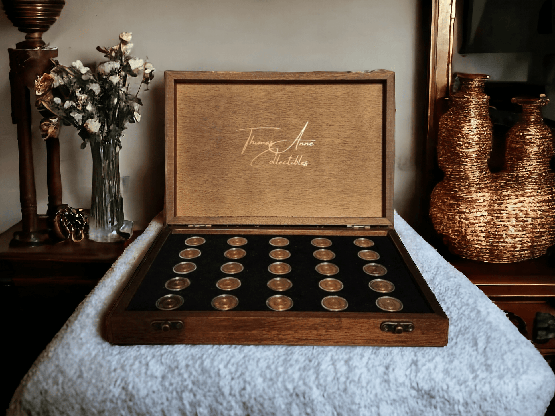 Artisan-Crafted Mahogany $2 Display Case - Thomas Anne Collectibles